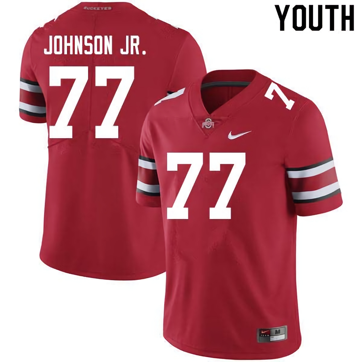 Paris Johnson Jr. Ohio State Buckeyes Youth NCAA #77 Nike Scarlet College Stitched Football Jersey UOT1056BF